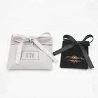 Hot sale Custom printing small gift pouch ribbon tie grey tiny velvet flap bag for jewelry