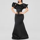 Floral Off Shoulder Evening Dress Gowns Structured Ruffle Maxi Dresses Women