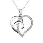 Fashion brass zircon jewellery custome charm sweet love heart pendant necklace