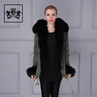 European Style fox fur hood fake fur lined parkas women coats