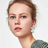 KM 2018 fashion custom jewelry wholesale asymmetric enamel flower stud earrings