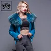 Wholesale new style zipper furry fur collar slim motorcycle jacket women coat leather jacket