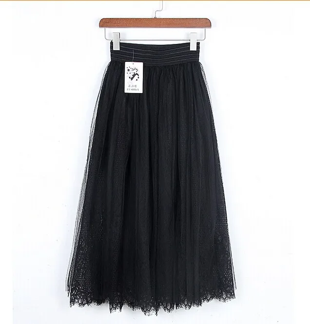 2015 Womens Lace Princess Voile Tulle Skirt Bouffant Puffy Fashion Skirt Long Skirts 2 colors 1pc/lot tutu skirt