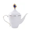 Modern luxury unique teapots bone china white color embossed tea pot