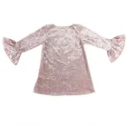 Wholesale Children's Boutique Clothing Clothes For Kids Child Solid Pink Long Flare Sleeve Tops Girls Top