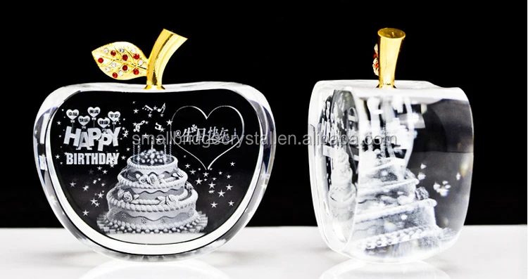 wholesale k9 3d laser crystal apple gifts marry christmas