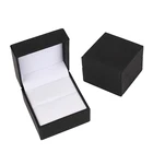 Custom Black PU faux leather ring bangle necklace gift box luxury black watch jewelry packaging box