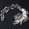 Handmade silver pearl flower headbands wedding hair accessories bridal combs
