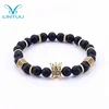 2018 New Charm Trendy Imperial Golden&Black Crown Bracelets Mens Natural Stone Beads Bracelet For Women Men Jewelry Accessories