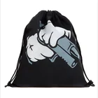 Waterproof custom logo printed white sports nylon drawstring backpack bag