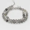 Natural Gemstone Healing Faceted Grey Silver Quartz Round Stone Beads For Jewelry Making