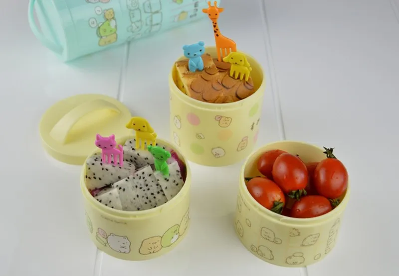 10Pcs/Lot Mini Animal Farm Cartoon Food Fork Set Cake Fruit Picks Sign Bento Lunches Party Decor Vegetable Tableware KC1464