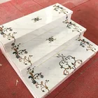 Beautiful medallion decorative natural beige marble stair tread