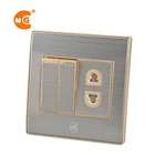 Pakistan silver stainless steel 10 Amp 2 gang 2 pin double gang light switch socket
