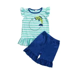 Boutique girls spring clothing set fashion ruffle children wholesale kids clothes