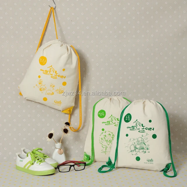 promotion gift 100% canvas drawstring bag cotton backpack
