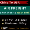 Cheap Air Freight China to New York USA 3-6 Days /PO Air Cargo Shipping Shenzhen to John F. Kennedy International Airport JFK