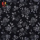 Black print spun polyester floral jersey fabric for women dress