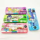 Newest design cool multifunctional double sides plastic magnetic pencil case