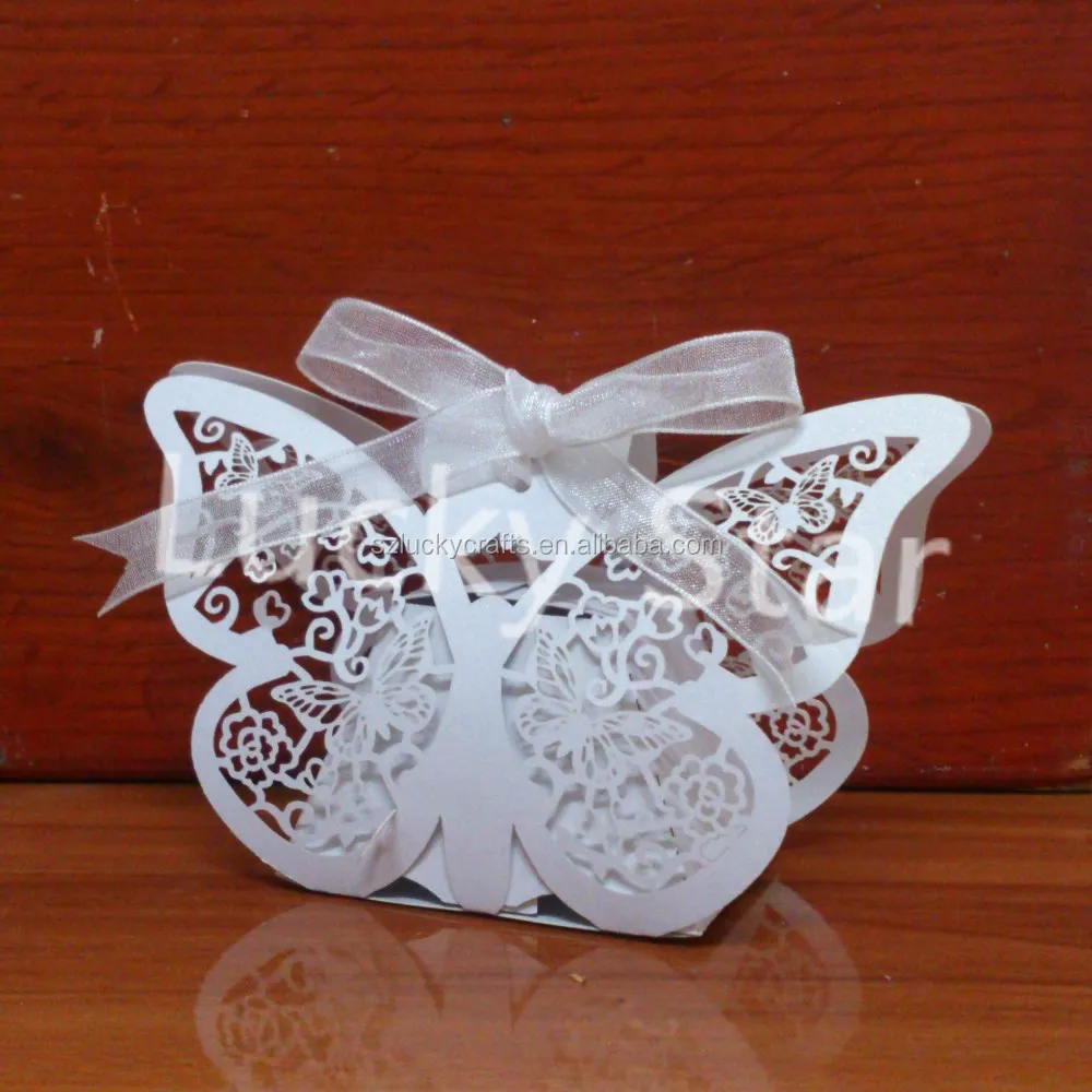 laser cut white c2 butterfly paper wedding candy box chocolate