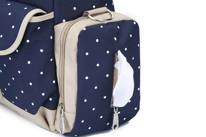 5 PcsSet Baby Diaper Bag Large Capacity Oxford Dot Nappy Backpack Waterproof Mummy Maternity Nursing Designer Mochila BB6019 (12)