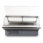 Commercial Curved Glass Deli Food Showcase Cooler Freezer Refrigerator For Supermarket