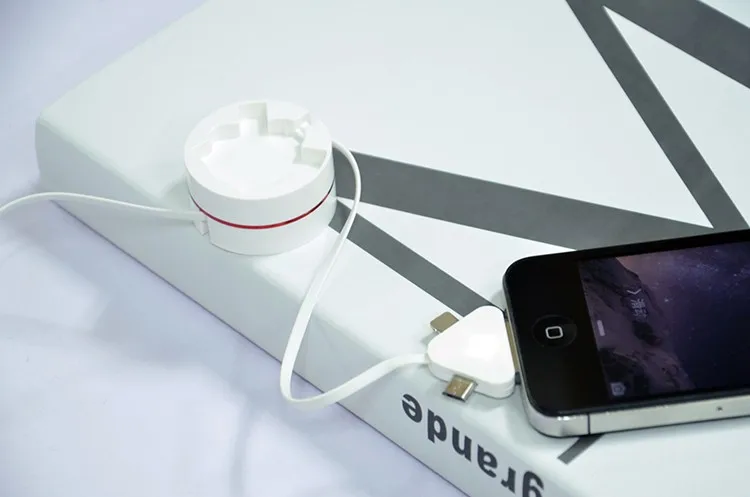 High quality promotional gift retractable charging cable 3 in 1 usb multi charger round box usb charger - ANKUX.COM