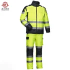 Custom Green Hi Vis Clothes Suit Mens Work Reflective Traffic Uniform with Knee Pad