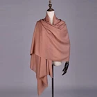 OEM good quality plain color 100% women wool scarf keep warm classic solid long scarf with tassels shawl for ladies