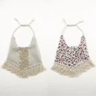 Vintage Fringed Baby Bibs Reversible Cotton Drool Bib With Floral Pattern For Baby Birthday Accessory