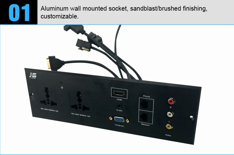 JS-WP301 Aluminium alloy Multiple 110V Wall Mounted Electric Switch Power Socket