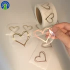 Custom Printing Roll Transparent Labels Clear Rose Gold Foil Self Adhesive Waterproof Heart Shape Private Sticker