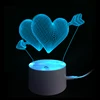 Amazon 2018 hot new design 3D illusion fall in love heart shape deco 3D lamp with flashing colorful led night light