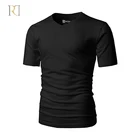 Custom 50% polyester 25% cotton 25% rayon soft black t shirt