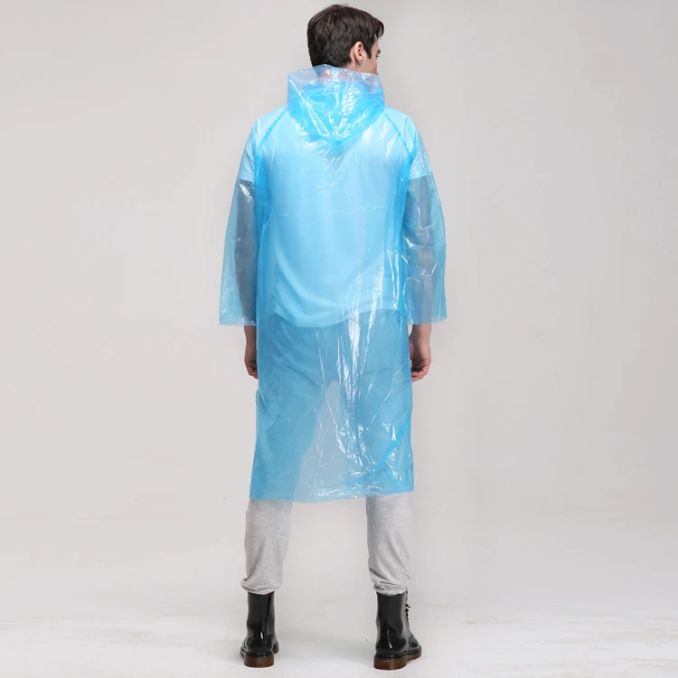 Pe Disposable Clear Plastic Raincoat With Buttons And Hood Buy Clear