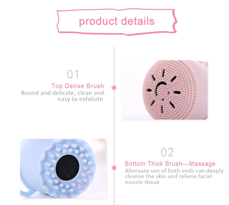 New Design Hot Sale Safety Soft BPA Free Silicon Face Cleansing Brush