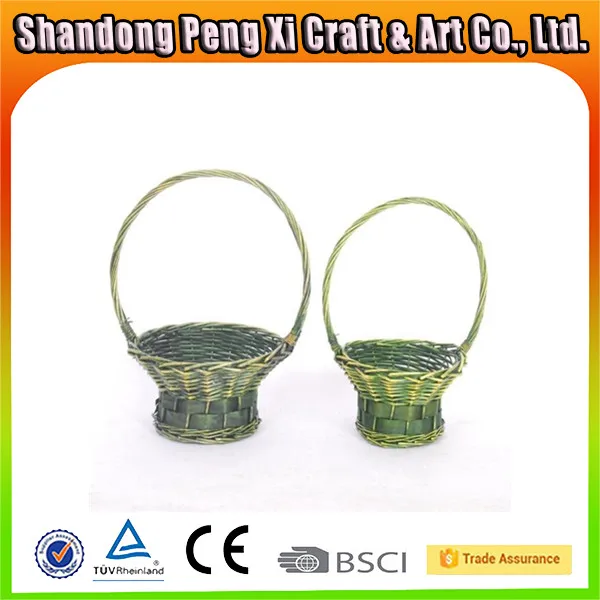cheap green empty wicker gift basket for wedding decoration