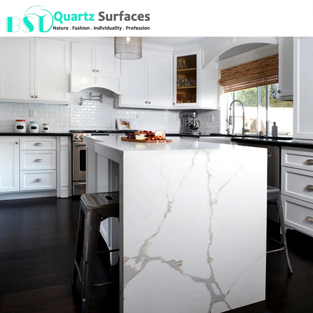 Prefab White Quartz Kitchen Countertops With Veins Buy Quartz