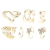 2019 Gold Plated Rhinestone Zinc Alloy Ring Flower & Four-Leaf Clover Ring Sets For Woman
