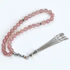 YS99 Wholesale 8mm Natural Strawberry Quartz Beads Allah Mohammed Rosary Tasbih islamic gift crystal