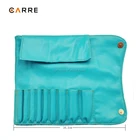 durable snap closure 9 slots mint leather make up brush roll pouch