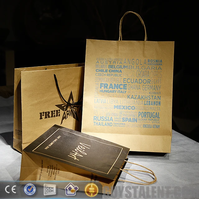 shopping/gift/bakery cheap small flat handle kraft paper bag