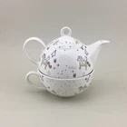 Wholesale eco friendly mini small size ceramic tea cups pots in one tea pot and cup set