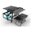Camping picnic foldable charcoal gas mobile Multi-functional cooking kitchen bbq grill