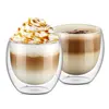 AIHPO05 Eco-friendly Insulated Reusable Fancy Cheap Handmade Pyrex Clear Double Wall Glass 250ml Cappuccino Coffee Cups and Mugs