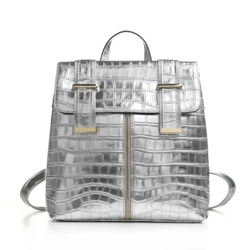 Zency 2015 New Summer Season Fashione Alligator Pattern Women Girl Female Genuine Cow Leather Brand Backpack Cowhide Bags