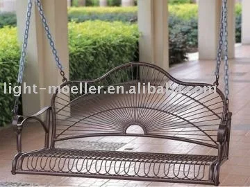 Rayo de sol de hierro forjado porche columpio-Columpios de patio