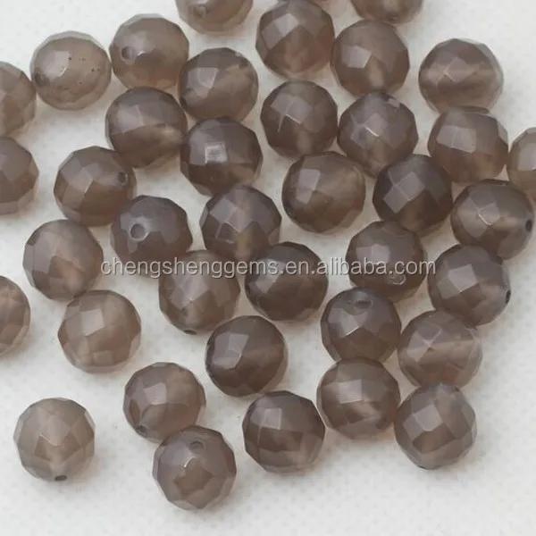 4-14mm faceted grey/brown agate natural stone loose beads