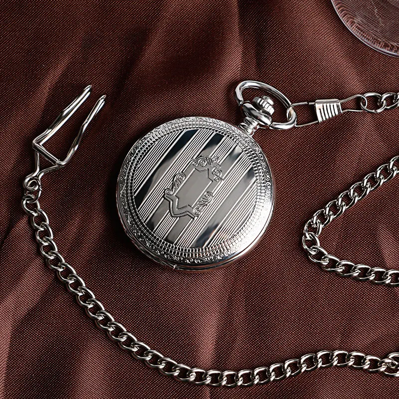 Silver Shield Stripe Case Automatic Mechanical FOB Watches Luxury Steampunk Jewelry Pendant Men Women Self Winding Pocket Watch 2017 2018 Gifts for Men Women (2)