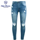 Clothing Manufacturer stonewashed hole blue mens jeans pencil pants in bulk